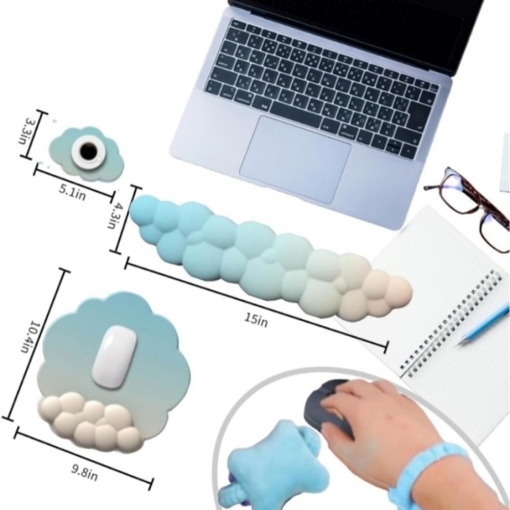 Keyboard Wrist Rest Ergonomic Arm Support Set (4 Pieces) Cloud Keyboard - Picture 6 of 7
